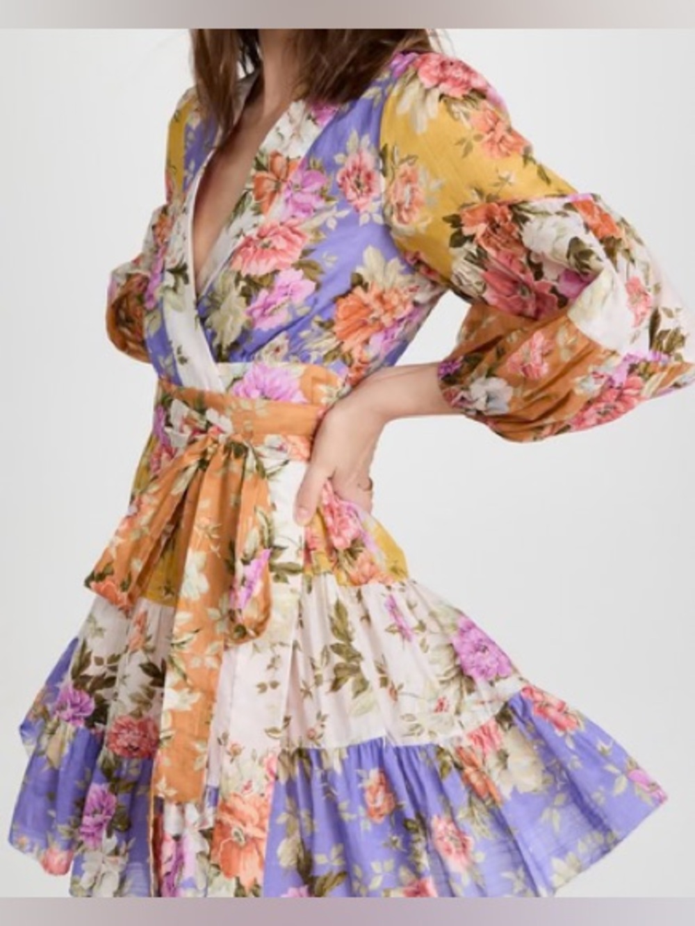 Zimmermann multicolor Pattie Wrap Mini Dress Floral. Size 3 (US 10)